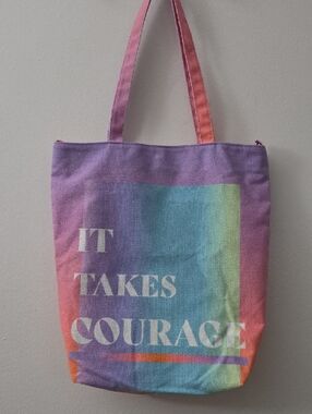 BP. Be Proud Canvas Tote Bag - Purple Multi "It Takes Courage" NWT